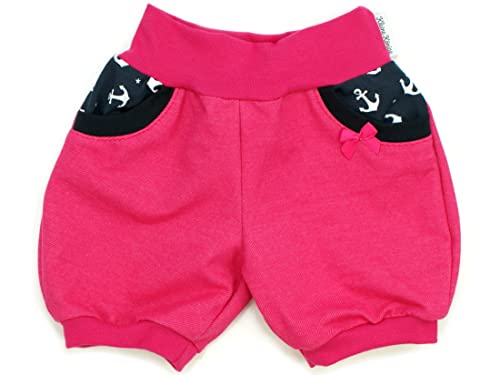 Kleine Könige Kurze Pumphose Baby Mädchen Shorts mit Taschen · Modell Uni pink Ankertanz Marine, pink · Ökotex 100 Zertifiziert · Größe 62/68 von Kleine Könige