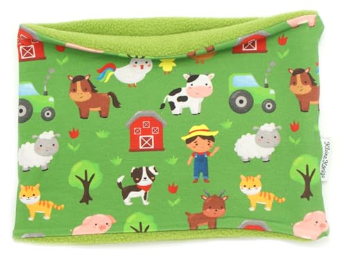 Kleine Könige Loop Schal Kinder Jungen bis 10 Jahre · Modell Pferd Kuh Bauernhof Happy Farm grün · Innen Fleece lemon · Made in Germany Kleine Könige Loop Schal Kinder Jungen bis 10 Jahre · Modell Pferd Kuh Bauernhof Happy Farm grün · Innen Fleece lemon · Made in Germany von Kleine Könige