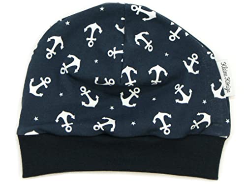 Kleine Könige Mütze Baby Jungen Beanie · Mitwachs-Funktion · Modell Anker Ankertanz blau, Marine · Ökotex 100 Zertifiziert · Größe 50/56 von Kleine Könige