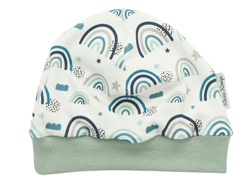 Kleine Könige Mütze Baby Jungen Beanie · Modell Regenbogen Lovely Rainbow Petrol, Mint · Ökotex 100 Zertifiziert · Größe 50/56 von Kleine Könige