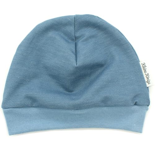 Kleine Könige Mütze Baby Jungen Beanie · Modell Uni jeansjersey hellblau, Jeansblau · Ökotex 100 Zertifiziert · Größe 74/80 von Kleine Könige