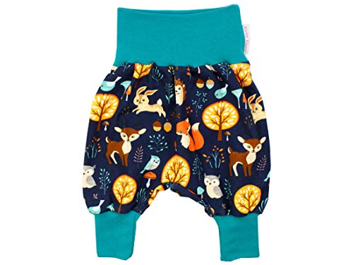 Kleine Könige Pumphose Baby Jungen Hose · Modell Tiere Wald Forest Friends Marine, tannengrün · Ökotex 100 Zertifiziert · Größe 122/128 von Kleine Könige