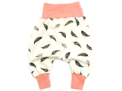 Kleine Könige Pumphose Baby Mädchen Hose · Modell Federn weiß Oliv, apricot · Ökotex 100 Zertifiziert · Größe 62/68 von Kleine Könige