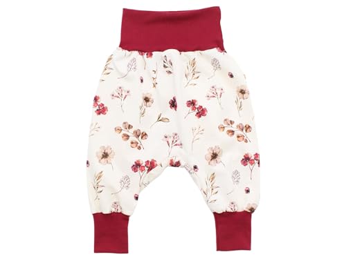 Kleine Könige Pumphose Baby Mädchen Hose · Modell Gräser Blumen Berry Blossom, Beere dunkel · Ökotex 100 Zertifiziert · Größe 50/56 von Kleine Könige