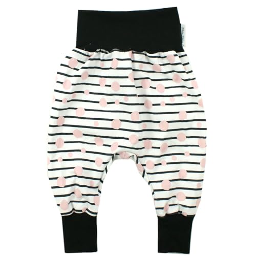 Kleine Könige Pumphose Baby Mädchen Hose · Modell Punkte Streifen Babydots rosa, schwarz · Ökotex 100 Zertifiziert · Größe 86/92 von Kleine Könige