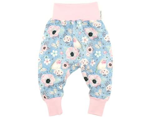 Kleine Könige Pumphose Baby Mädchen Hose · Modell Vögel Blumen Birds hellblau, zartrosa · Ökotex 100 Zertifiziert · Größe 62/68 von Kleine Könige