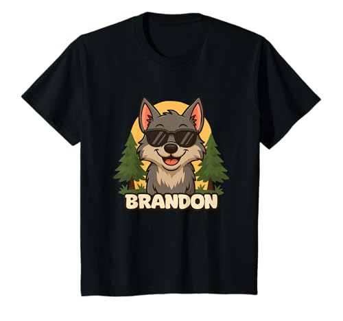 Kinder Brandon - Design für Jungen mit Name – Wolf Thema T-Shirt Kinder Brandon - Design für Jungen mit Name – Wolf Thema T-Shirt von Kleine Pfote .