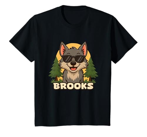 Kinder Brooks - Design für Jungen mit Name – Wolf Thema T-Shirt Kinder Brooks - Design für Jungen mit Name – Wolf Thema T-Shirt von Kleine Pfote .