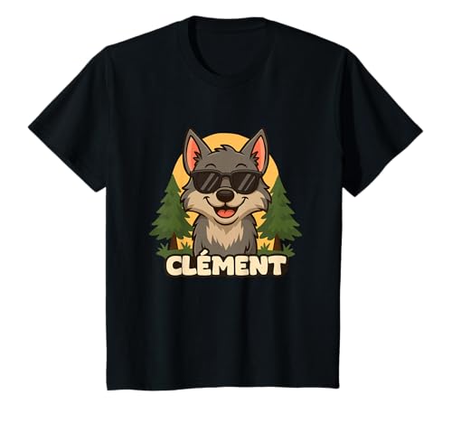 Kinder Clément - Design für Jungen mit Name – Wolf Thema T-Shirt Kinder Clément - Design für Jungen mit Name – Wolf Thema T-Shirt von Kleine Pfote .