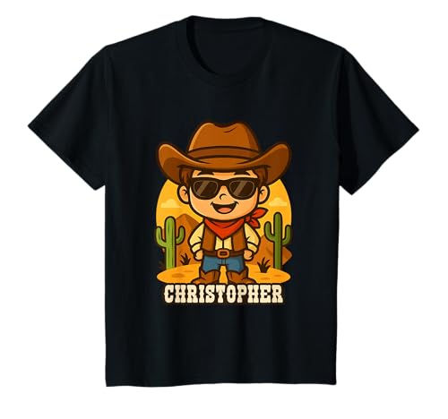 Kinder Cristopher Cowboy Jungen Rodeo Country Western Party Motto T-Shirt Kinder Cristopher Cowboy Jungen Rodeo Country Western Party Motto T-Shirt von Kleine Pfote .