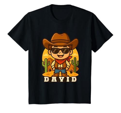 Kinder David Cowboy für Jungen Rodeo Country Western Party Motto T-Shirt Kinder David Cowboy für Jungen Rodeo Country Western Party Motto T-Shirt von Kleine Pfote .