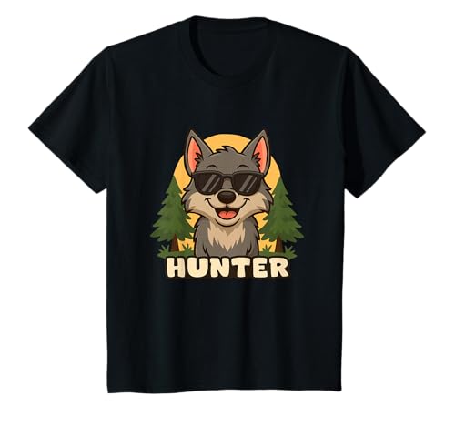 Kinder Hunter - Design für Jungen mit Name – Wolf Thema T-Shirt Kinder Hunter - Design für Jungen mit Name – Wolf Thema T-Shirt von Kleine Pfote .