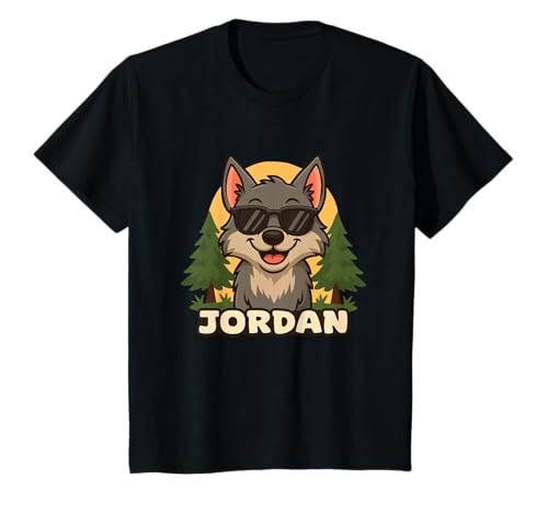 Kinder Jordan - Design für Jungen mit Name – Wolf Thema T-Shirt Kinder Jordan - Design für Jungen mit Name – Wolf Thema T-Shirt von Kleine Pfote .