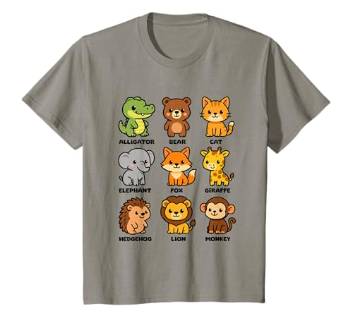 Kinder Kawaii Tierfreunde Englisch lernen mit 9 süßen Tieren T-Shirt Kinder Kawaii Tierfreunde Englisch lernen mit 9 süßen Tieren T-Shirt von Kleine Pfote .
