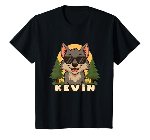Kinder Kevin - Design für Jungen mit Name – Wolf Thema T-Shirt Kinder Kevin - Design für Jungen mit Name – Wolf Thema T-Shirt von Kleine Pfote .