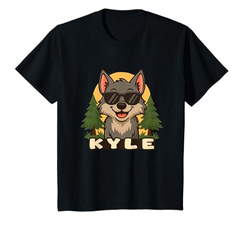 Kinder Kyle - Design für Jungen mit Name – Wolf Thema T-Shirt Kinder Kyle - Design für Jungen mit Name – Wolf Thema T-Shirt von Kleine Pfote .
