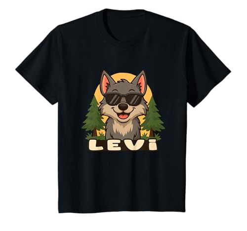 Kinder Levi - Design für Jungen mit Name – Wolf Thema T-Shirt Kinder Levi - Design für Jungen mit Name – Wolf Thema T-Shirt von Kleine Pfote .