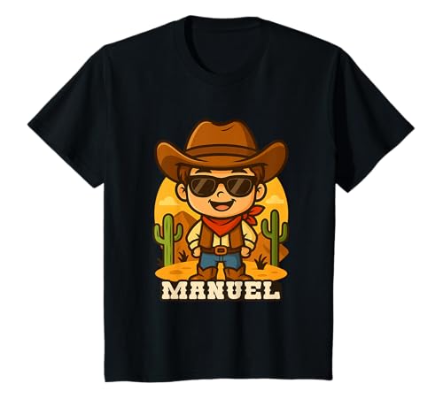 Kinder Manuel Cowboy für Jungen Rodeo Country Western Party Motto T-Shirt Kinder Manuel Cowboy für Jungen Rodeo Country Western Party Motto T-Shirt von Kleine Pfote .