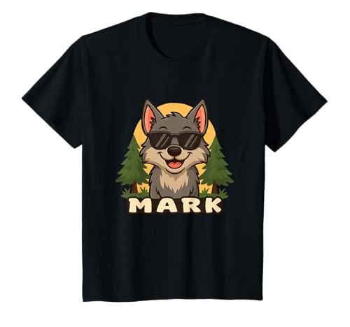 Kinder Mark - Design für Jungen mit Name – Wolf Thema T-Shirt Kinder Mark - Design für Jungen mit Name – Wolf Thema T-Shirt von Kleine Pfote .