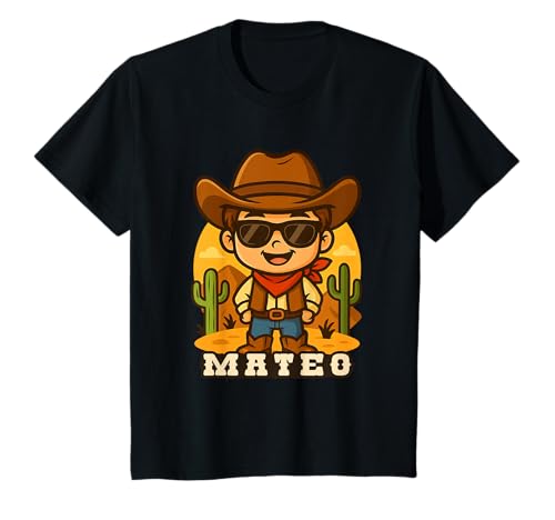 Kinder Mateo Cowboy für Jungen Rodeo Country Western Party Motto T-Shirt Kinder Mateo Cowboy für Jungen Rodeo Country Western Party Motto T-Shirt von Kleine Pfote .