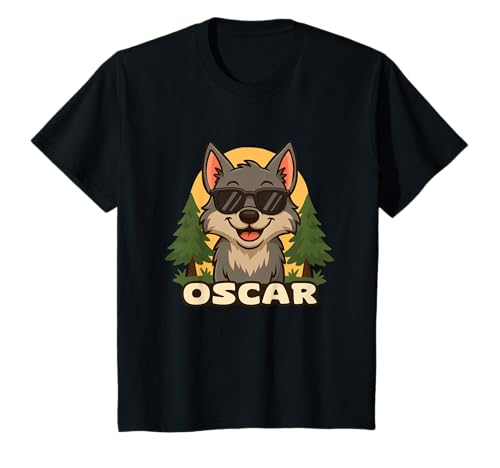 Kinder Oscar - Design für Jungen mit Name – Wolf Thema T-Shirt Kinder Oscar - Design für Jungen mit Name – Wolf Thema T-Shirt von Kleine Pfote .