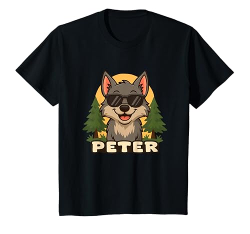 Kinder Peter - Design für Jungen mit Name – Wolf Thema T-Shirt Kinder Peter - Design für Jungen mit Name – Wolf Thema T-Shirt von Kleine Pfote .