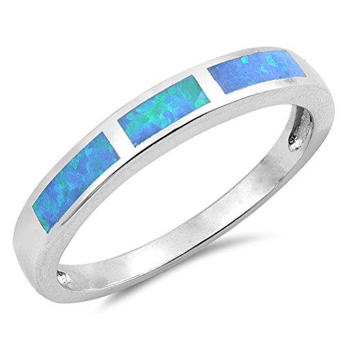 Damen Ehering 925 Sterling Silber Blau Opal von Kleine Schätze