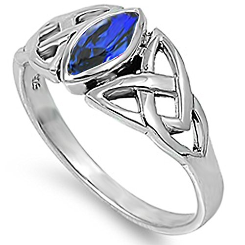 Kleine Schätze - Damen-Ring/Verlobungsring - 925 Sterlingsilber - Blau Saphir Zirkonia keltisch von Kleine Schätze