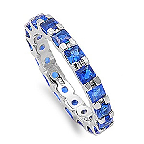 Kleine Schätze - Damen-Ring Ewigkeit - 925 Sterling Silber - Zirkonia Blau Saphir von Kleine Schätze