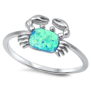 Kleine Schätze Sterling Silber Blau Opal Krabbe Ring von Kleine Schätze