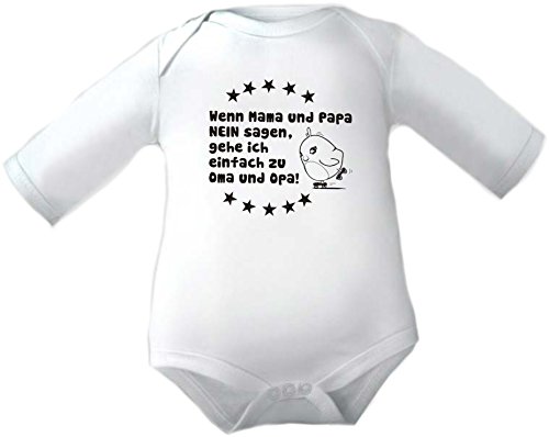 Kleiner Fratz Body Baby 1/1-Arm mit Druck WENN MAMA UND PAPA NEIN SAGEN, GEH ICH ZU OMA + OPA (Gr. 62/68) / 150030 von Kleiner Fratz