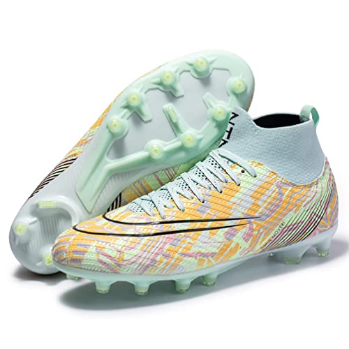 Kmrlofiy Fußballschuhe Herren High Top Spike Cleats Fussballschuhe Kinder Professionelle Outdoor Athletics Fußballschuhe Schnürsenkel Junge Trainingsschuhe Sportschuhe Wettkampf (41EU) von Kmrlofiy