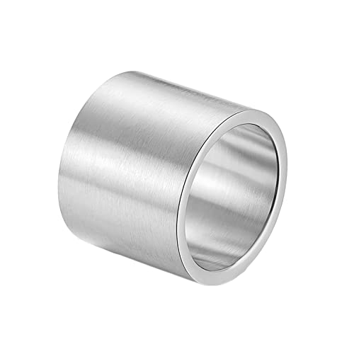 KnBoB 19MM Verlobung Ringe Edelstahl, Silber Breit Gebürstet Partnerringe Hochzeit für Herren Größe 70 (22.3) von KnBoB