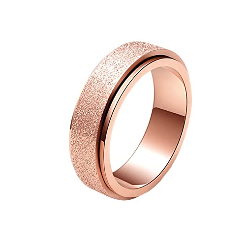 KnBoB 6MM Fidget Spinner Ring, Rosegold Matt Ring Edelstahl Fidget Ring für Damen Herren Größe 62 (19.7) von KnBoB