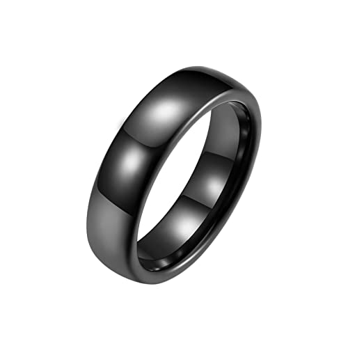 KnBoB 6MM Ring Keramik Schwarz, Schwarz Schlicht Ring für Herren Größe 65 (20.7) von KnBoB