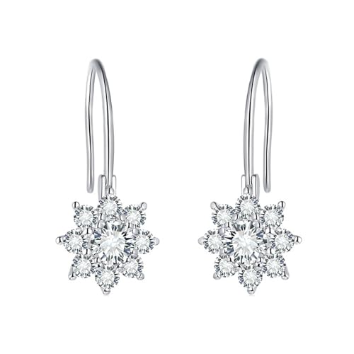 KnBoB 925 Silber Ohrringe Modeschmuck für Damen, 0.5ct Moissanit Blumen Edelstein Ohrringe Anhänger von KnBoB