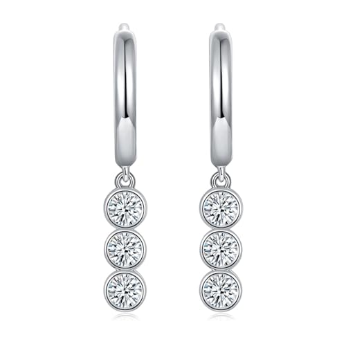 KnBoB 925 Silber Ohrstecker Modeschmuck Damen, Moissanit Anhänger Edelstein Hängend Ohrringe von KnBoB