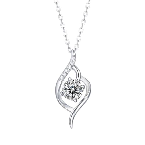 KnBoB Anhänger Silber 925 Damen, 1ct Zirkonia Schlicht Halskette Schmuck 45 CM von KnBoB