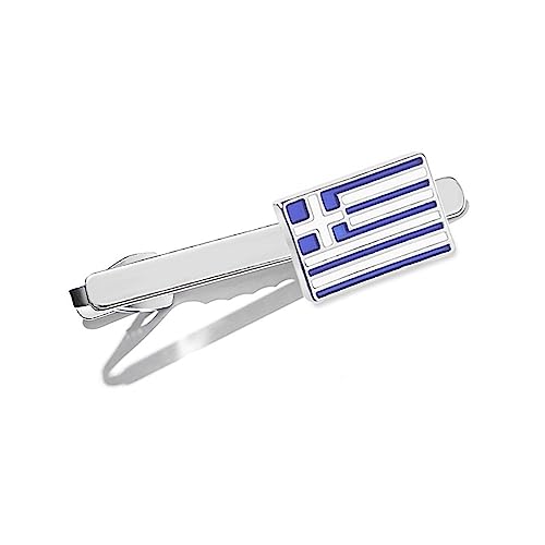 KnBoB Krawattenklammer Herren Silber Blau Weiß Griechische Flagge Tie Clip Krawattennadel von KnBoB