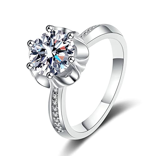 KnBoB Ring 925 Silber Damen 6.5mm Zirkonia Schlicht Ringe Schmuck Eheringe Verlobungsring Größe 57 (18.1) von KnBoB