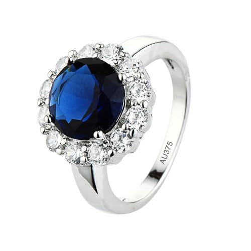 KnSam 375 Weißgold Freundschaftsringe, Aquamarin Blume Trauringe Blau, Ring 9K Echte Goldschmuck, Gr.47 (15.0) von KnSam