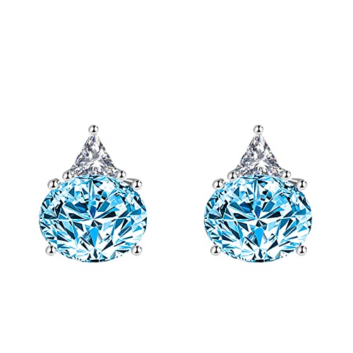 KnSam Ohrringe Damen, Klassiker Design Ohrringe Valentinstag mit Oval Zirkonia Blau, Blau Ohrstecker Gestüt von KnSam