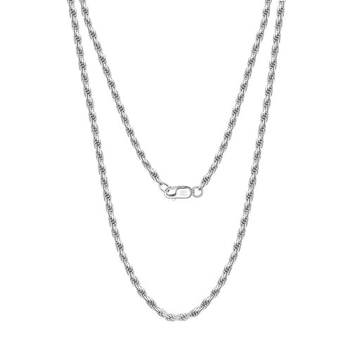 KnSam Silber 925 Halskette Damen, 1.5mm Seilkette Anhänger Halskette 925er Sterling Silber, Kette Damen Hochzeit Silber, 50CM von KnSam