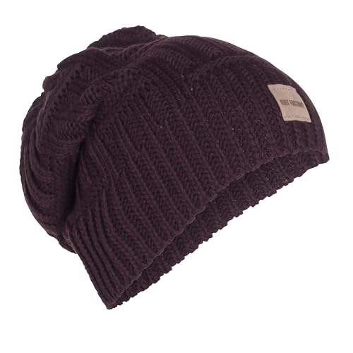 KNIT FACTORY - Bobby Mütze - Strickmütze für Damen und Herren - Slouch Beanie mit Wolle - Hochwertige Qualität - Aubergine von KNIT FACTORY