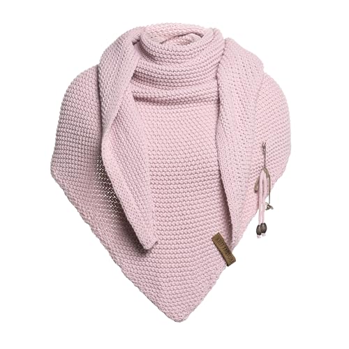 KNIT FACTORY - Dreiecksschal Coco - Damen Strickschal mit Wolle - Umschlagtuch für den Herbst und Winter - Winterschal - Dreieckstuch - Hochwertige Qualität - XXL Schal - 190 x 85 cm - Rosa von KNIT FACTORY