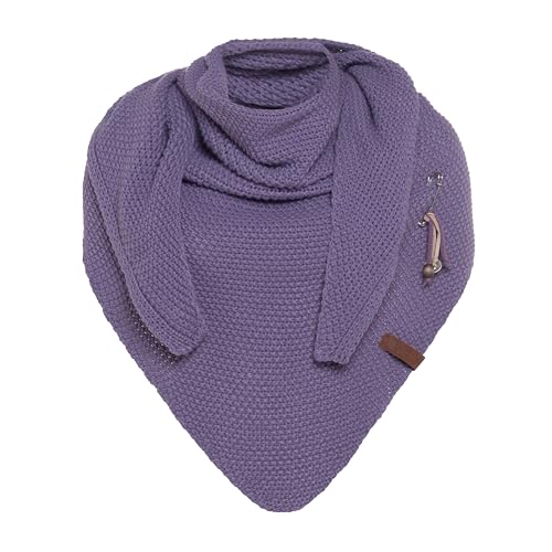 KNIT FACTORY - Dreiecksschal Coco - Damen Strickschal mit Wolle - Umschlagtuch für den Herbst und Winter - Winterschal - Dreieckstuch - Hochwertige Qualität - XXL Schal - 190 x 85 cm - Violett von KNIT FACTORY