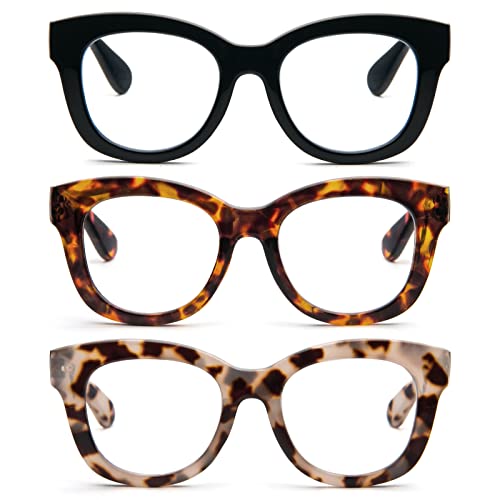 KoKoBin 3er Pack Oversized Runde Lesebrille Damen Herren Anti Blaues Licht Computer Federscharnier Reader (3er Pack, 3.5) KoKoBin 3er Pack Oversized Runde Lesebrille Damen Herren Anti Blaues Licht Computer Federscharnier Reader (3er Pack, 3.5) von KoKoBin