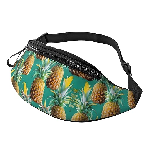 Hüfttasche für Männer und Frauen, modische Schlinge mit verstellbarem Gürtel für Reisen, Sport, Laufen, zwei Geckos-Druck, Tropische Ananas Hawaii, Einheitsgröße von KoNsev