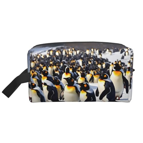 KoNsev Happy Penguins Reise-Kulturbeutel für Damen und Herren, Zubehör-Organizer, kleine Münzgeldbörse, kleine Tasche, Happy Penguins, Einheitsgröße von KoNsev