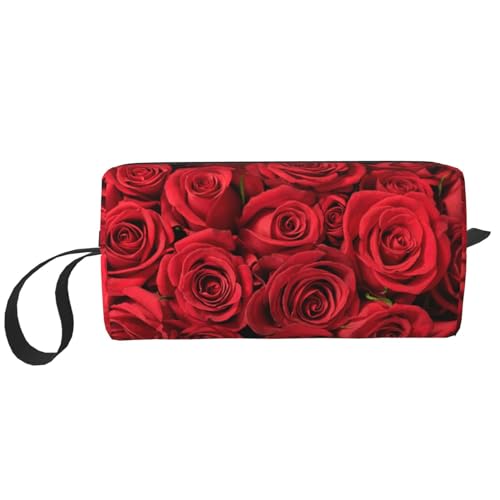 KoNsev Reise-Kulturbeutel für Damen und Herren, Motiv: Rote Rose, kleine Münzgeldbörse, kleine Tasche, rote rose, Einheitsgröße von KoNsev